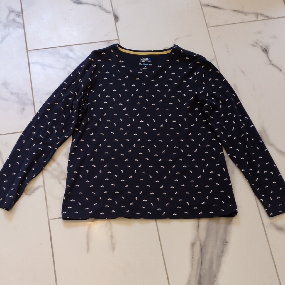 Navy Blue Ladies Long Sleeve T Shirt